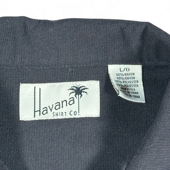 Havana Shirt Adult LARGE Black Colorblock Embroidered Camp Bowling Tropical Y2K - Picture 7 of 10